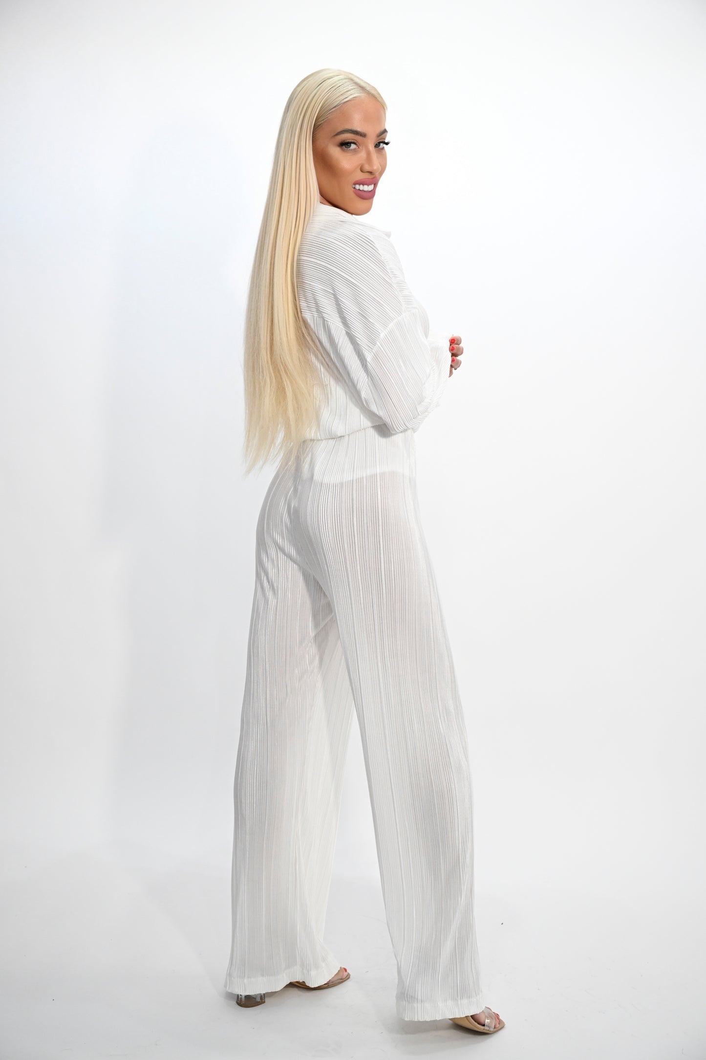 Elegant White Pleated Jumpsuit